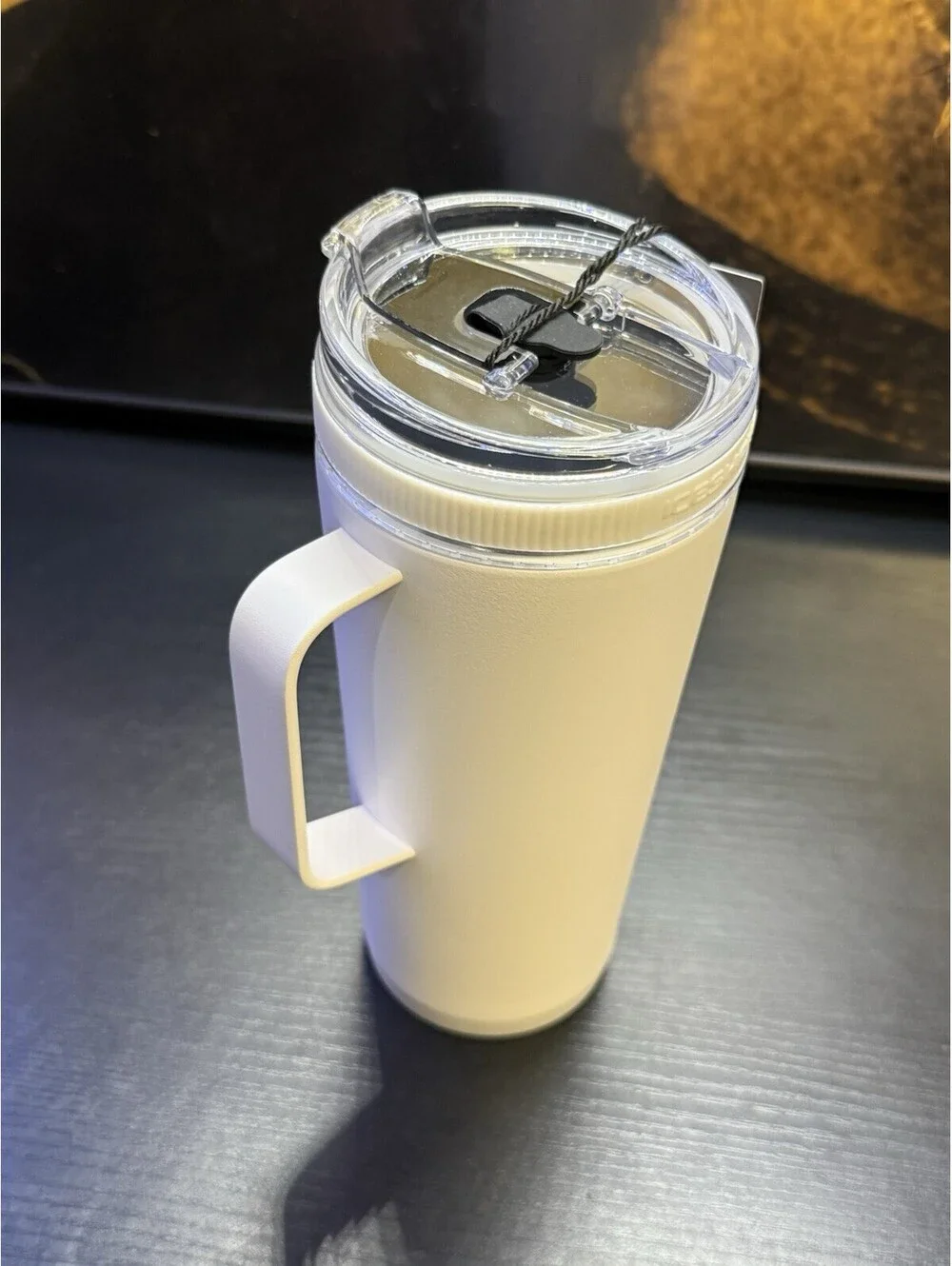 Ice Shaker 26oz Flex Handle Tumbler White Stainless Steel New w/ Tags